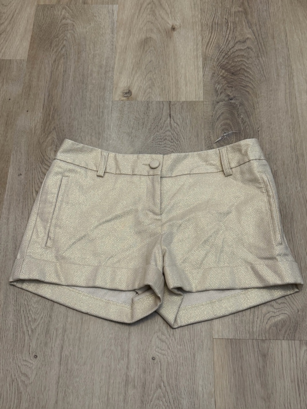 Express Metallic Low Rise Dressy Cuffed Shorts